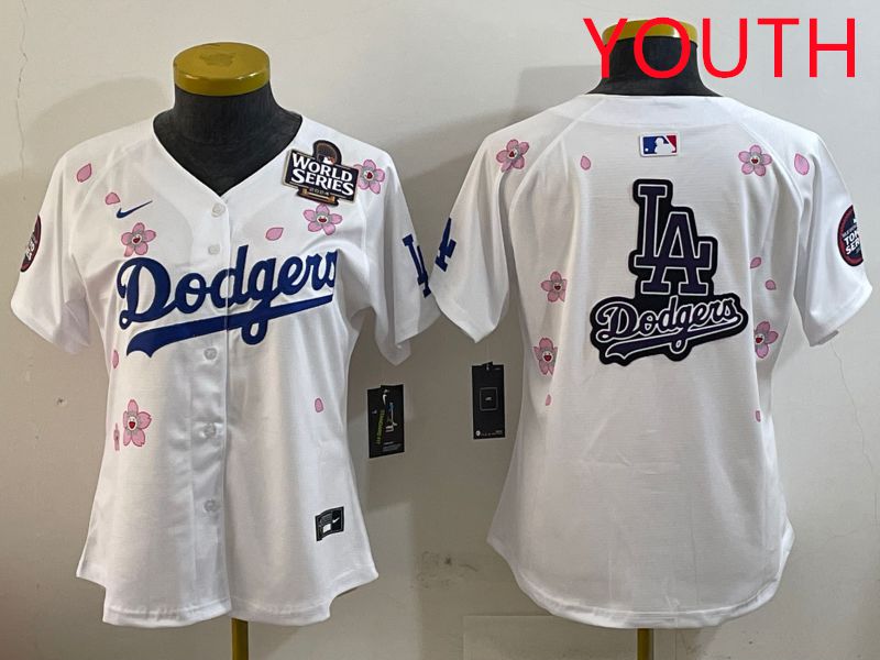 Youth Los Angeles Dodgers Blank White Sakura Edition 2025 Nike MLB Jersey style 21